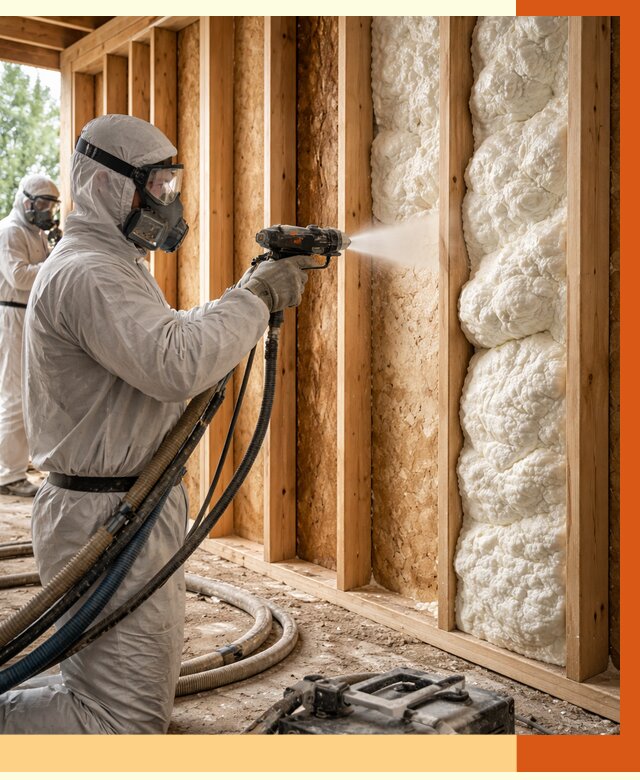 Утепление каркасного дома ППУ в Кохме от 2909 руб./м2 — работа под ключ | ТепломастерКхм