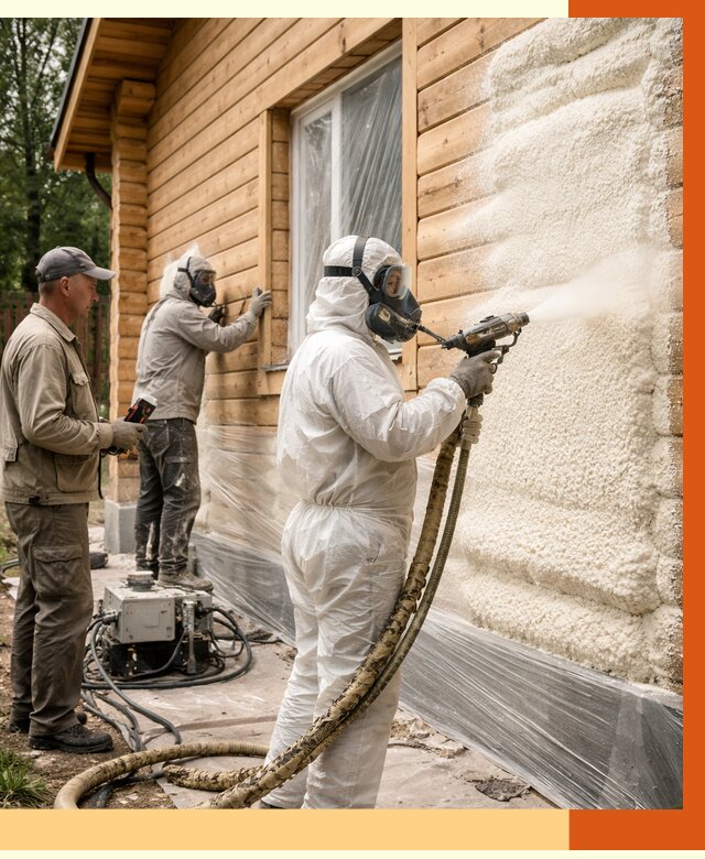 Утепление дома из бруса ППУ в Кохме от 3999 руб/м2 под ключ | ТепломастерКхм