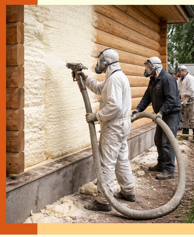 Утепление дома из бруса пенополиуретаном в Кохме