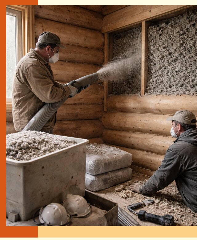 Утепление дома из бруса эковатой в Кохме