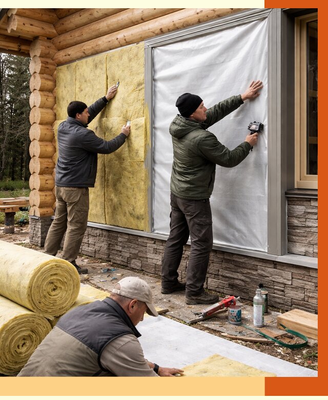 Утепление бревенчатого дома в Кохме от 7947 руб/м2 — заказать под ключ | ТепломастерКхм