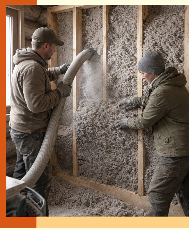 Утепление бревенчатого дома эковатой в Кохме