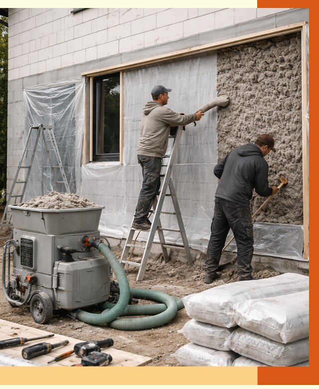 Утепление дома из газобетона эковатой в Кохме от 4675 руб./м2 | ТепломастерКхм