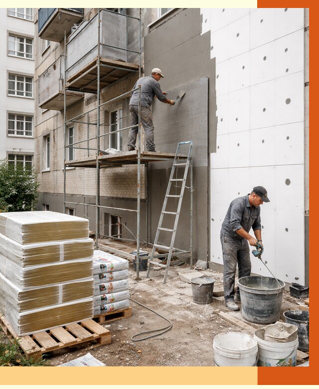 Утепление квартиры снаружи в Кохме от 6389 руб/м2 под ключ | ТепломастерКхм