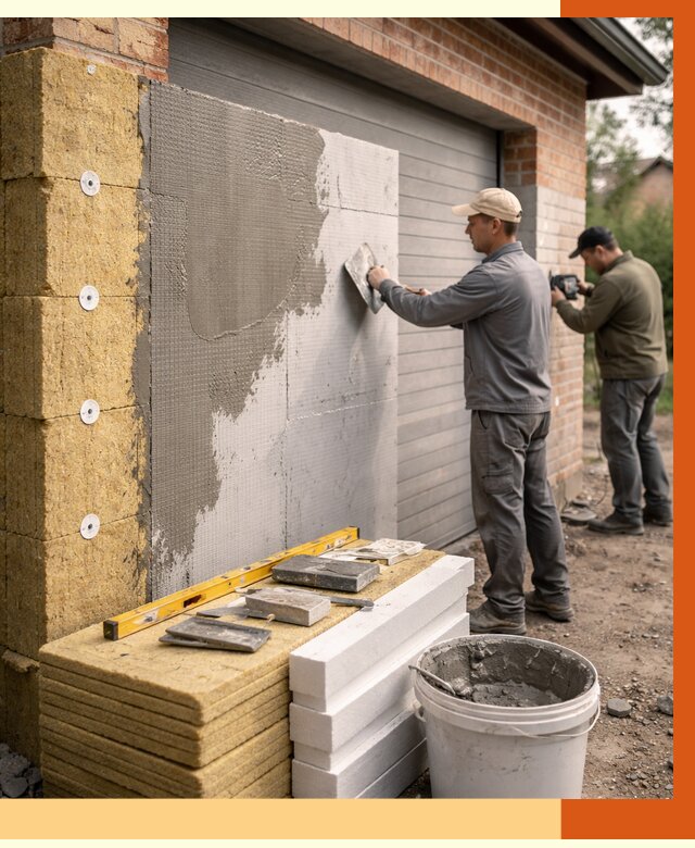 Утепление гаража снаружи в Кохме от 4363 руб. за м2 — наружное утепление под ключ | ТепломастерКхм