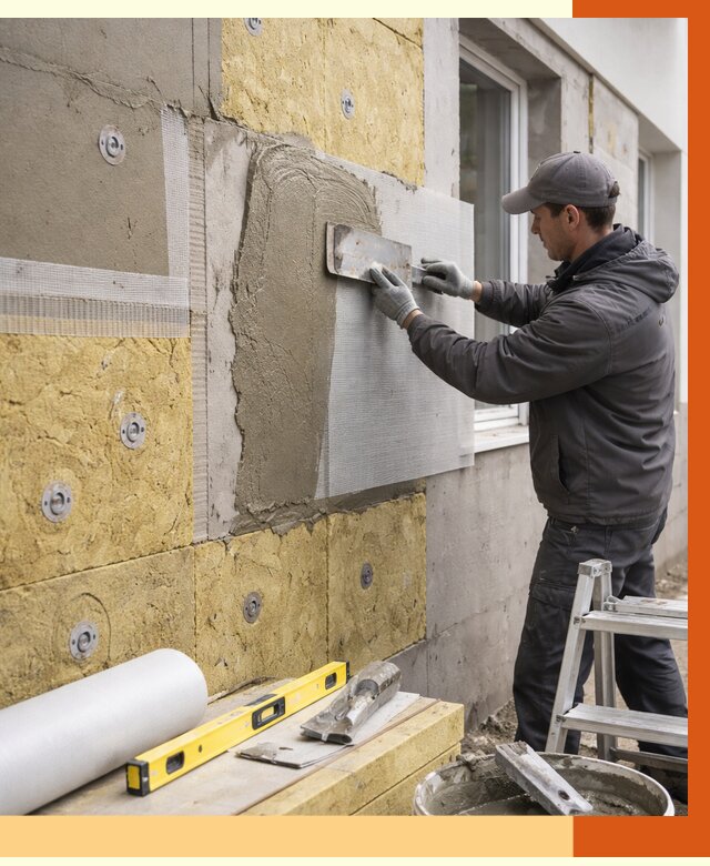 Утепление фасада под штукатурку в Кохме от 4363 руб/м2 — монтаж пенопластом и минватой | ТепломастерКхм