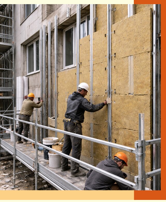 Утепление вентилируемого фасада в Кохме от 5817 руб/м2 — монтаж и утепление вентфасад | ТепломастерКхм