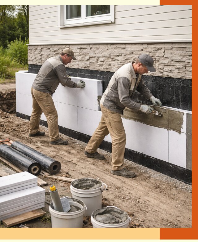 Утепление фундамента снаружи в Кохме от 4363 руб. за м² | ТепломастерКхм