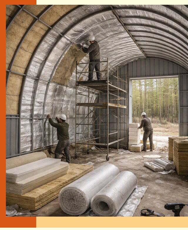 Утепление арочного ангара под ключ в Кохме