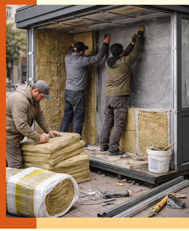 Утепление павильона шаурмы под ключ в Кохме