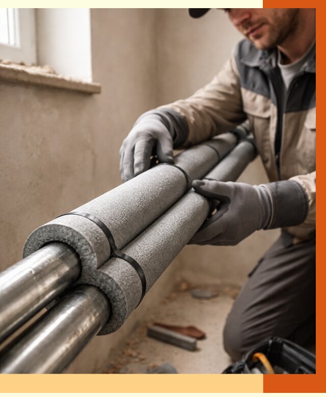 Утепление труб отопления в Кохме от 2961 руб. за м² — услуги под ключ | ТепломастерКхм