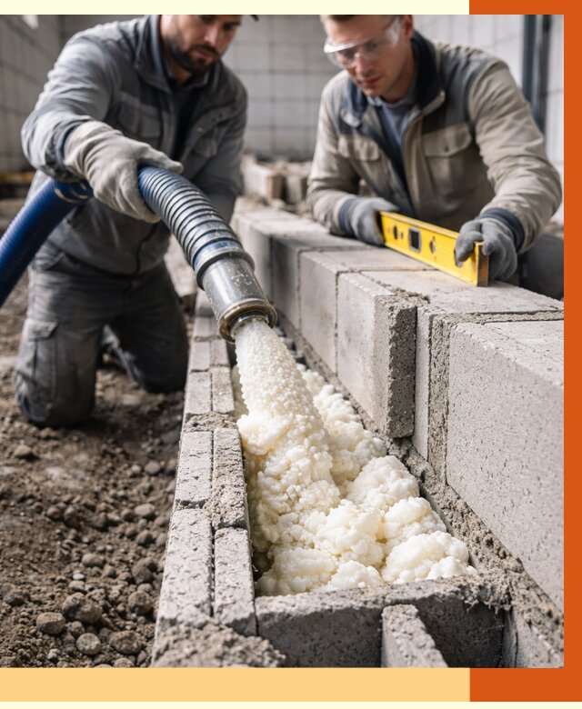 Заполнение колодцевой кладки ППУ в Кохме от 4363 руб. за м2 | ТепломастерКхм