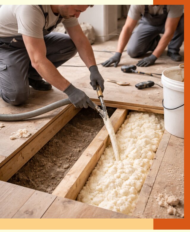 Заполнение пустот пола в Кохме от 2805 руб. — утепление пустот пола под ключ | ТепломастерКхм