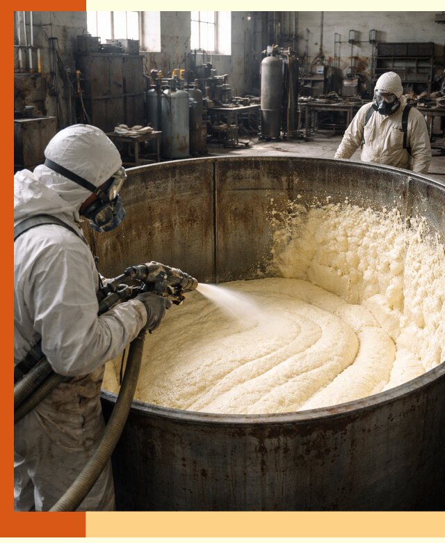 Заливка ппу в емкости с полной изоляцией и герметизацией в Кохме