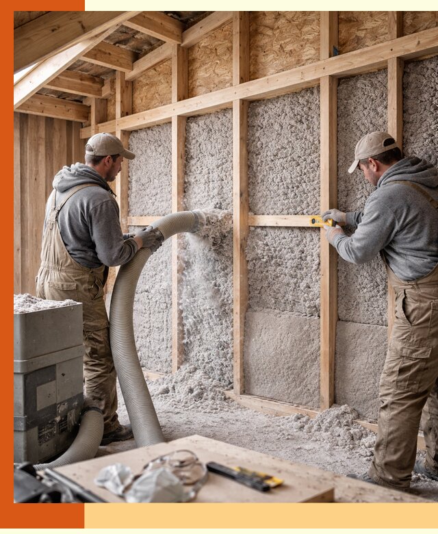 Утепление эковатой стен, потолков и перекрытий в Кохме