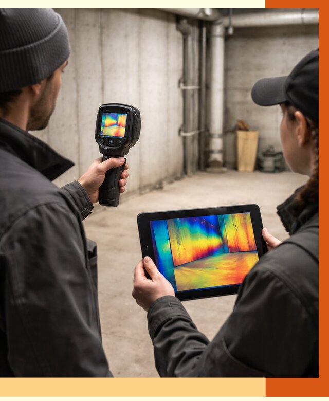 Тепловизионное обследование подвала в Кохме от 4675 руб. — проверка гидроизоляции | ТепломастерКхм