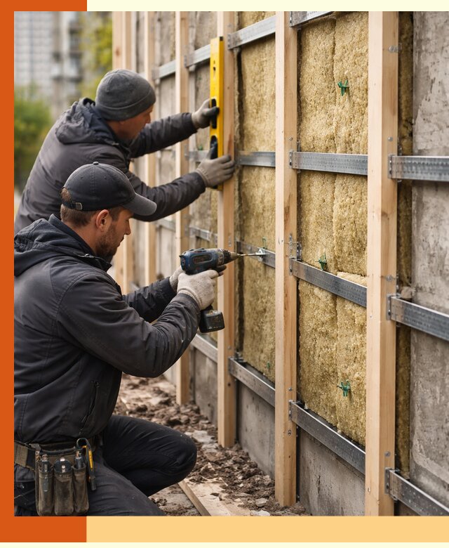 Монтаж обрешетки под утепление зданий и квартир в Кохме